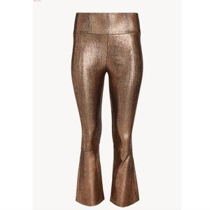 SPRWMN copper metallic cropped flare leather pants